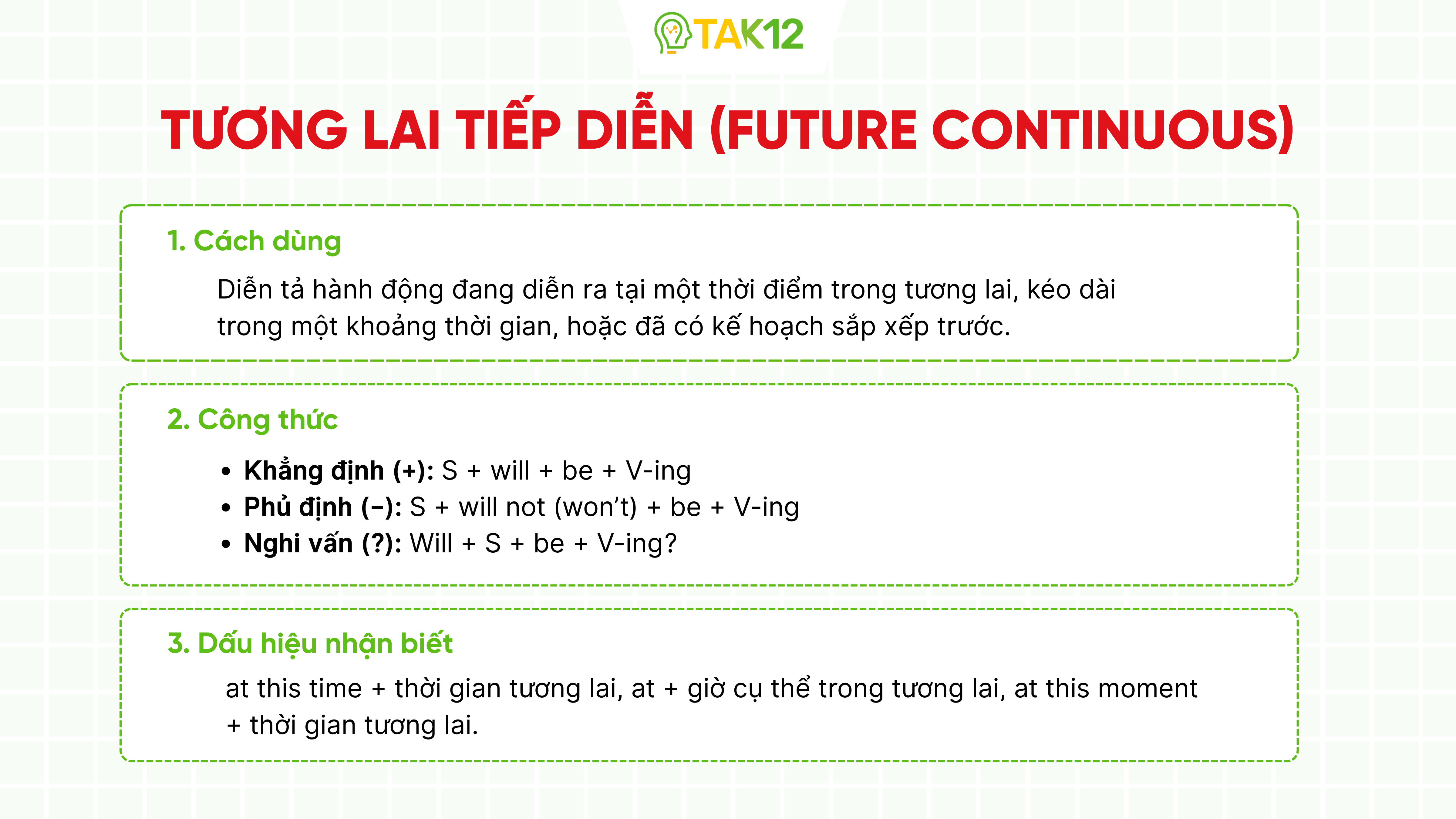 Thì tương lai tiếp diễn - Future Continuous Tense